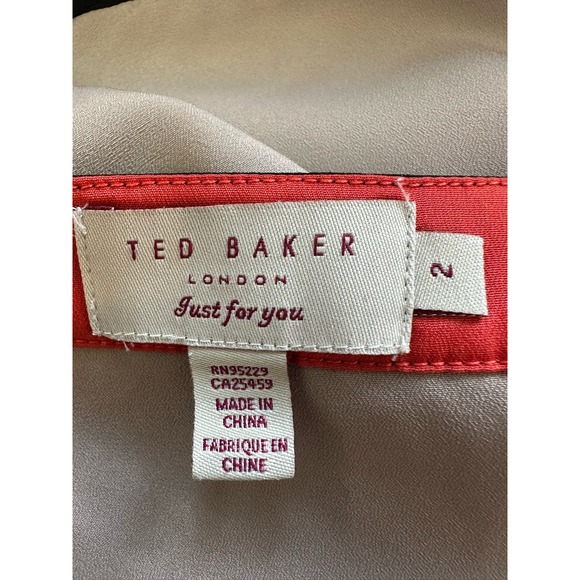 Ted Baker London Fonty Tan Black Orange Colorblock Shift Mini Dress sz 2=6 EUC - Picture 5 of 11